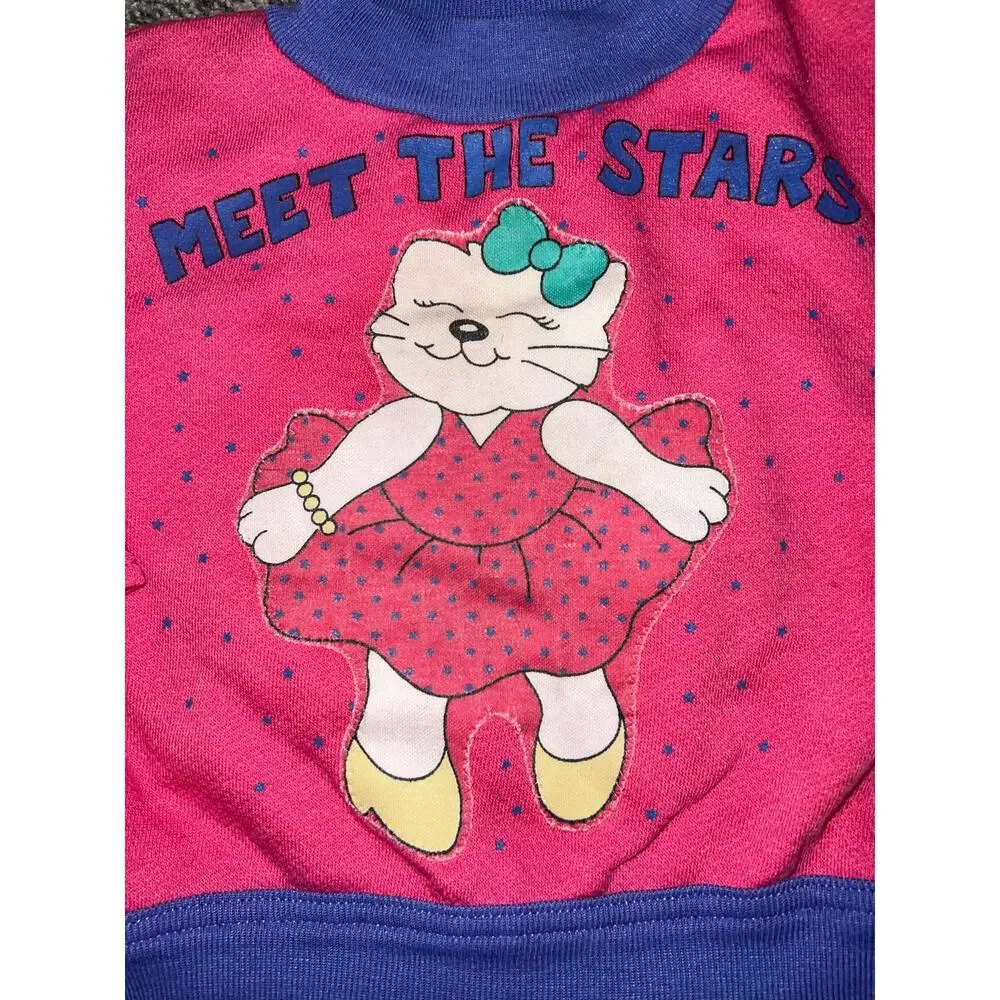 Vintage Carter's kitty cat dancer Meet the Stars color block pink sweatshirt 2
